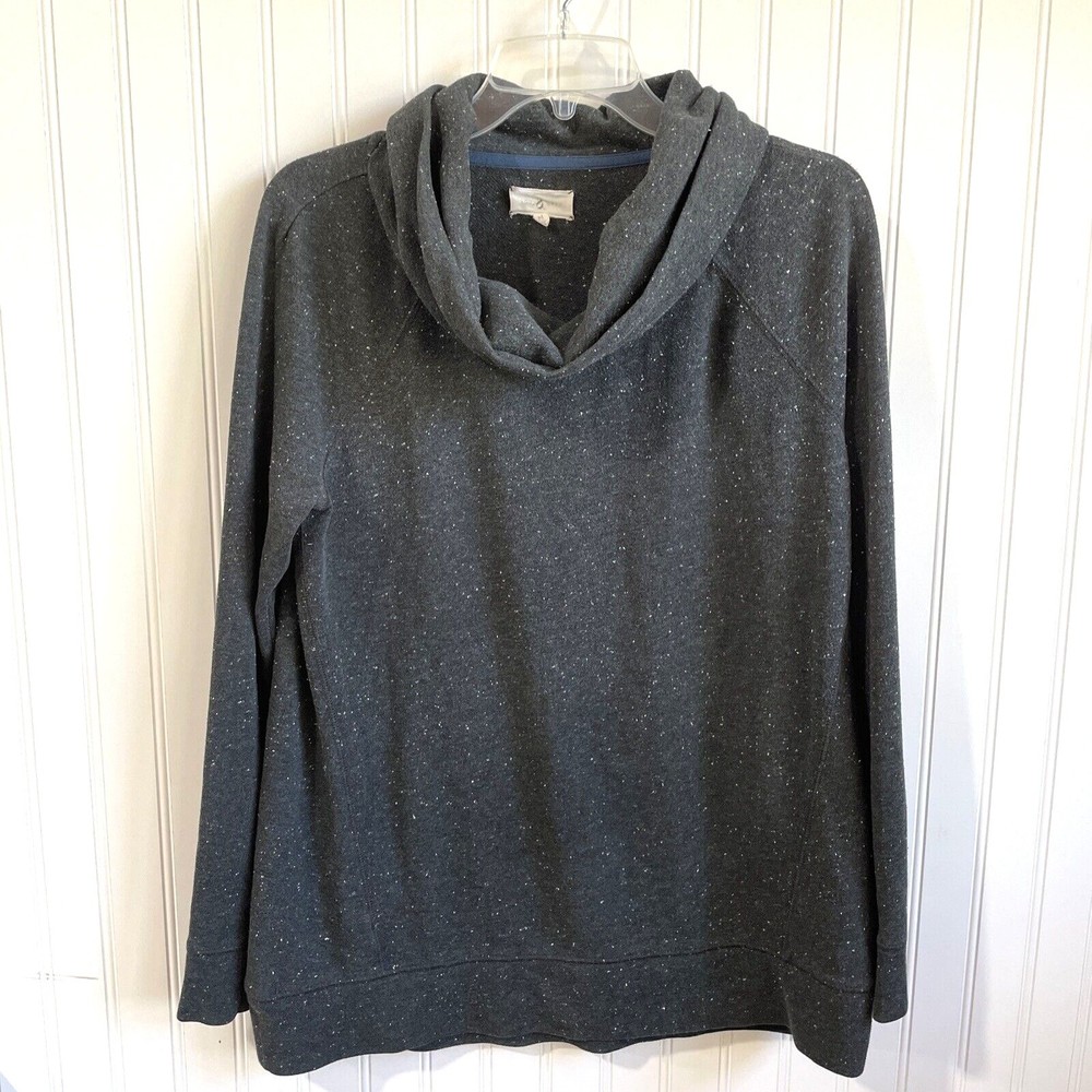 Lou & Grey Shirt Womens Medium Gray Spec Cowl Neck Sweatshirt Long Sleeve